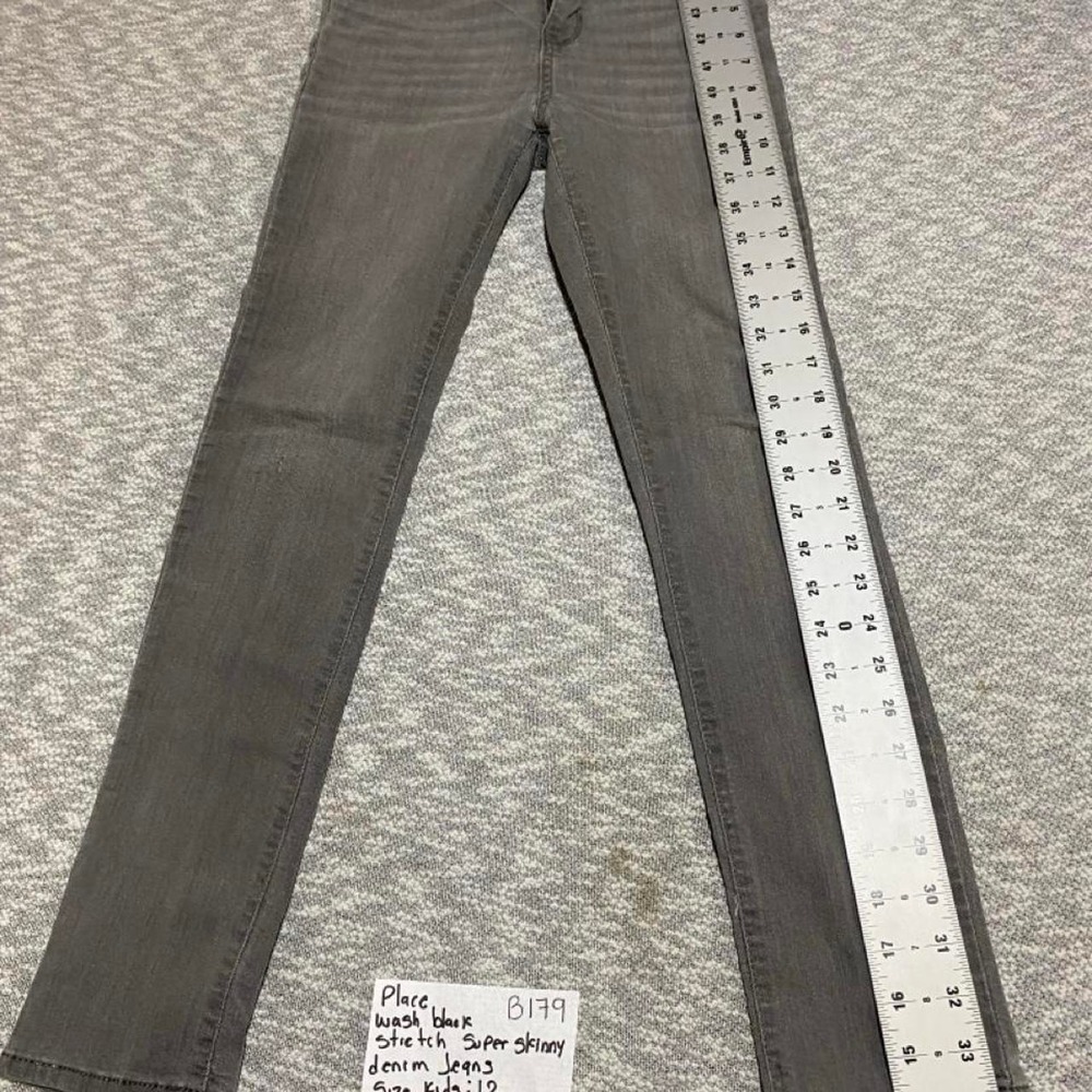 Place wash black stretch super skinny jeans size kids 12. SKU-B179
